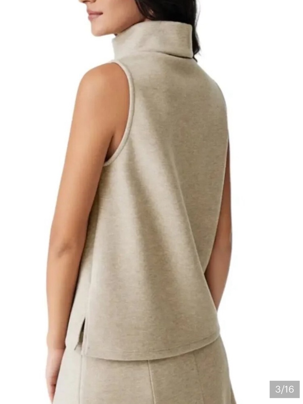NWT OGL Move Sleeveless Turtleneck Knit Top Beige Minimalist Size Small - Picture 4 of 14